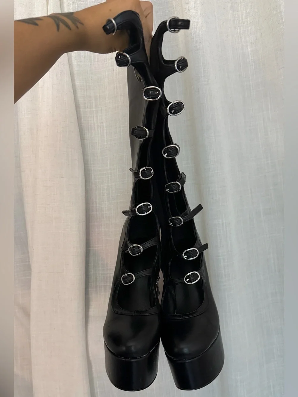 Dolls Kill Black Multi-Strap Platform Mary Janes